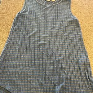 Chico's Blue and Gray Striped Tank Top
